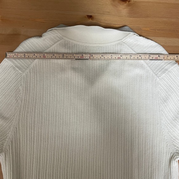 J.Crew Mens Cream Ribbed Cotton Short Sleeve Sweater Boho Polo BY969 Fits SMALL - Picture 7 of 9